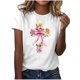 thumbnail image 2 of Blusas de Manga Corta para las Mujeres Divertida Impresión Cuello Redondo Camiseta Vintage, Blusas de Primavera para las Mujeres, 2 of 4