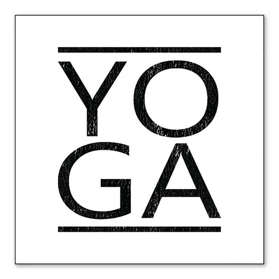 DistinctInk Custom Bumper Sticker - 3" x 3" Decorative Decal - White Background - Yoga Black Word Art
