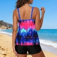thumbnail image 6 of Warop Women's Hawaiian Print Swimsuit with Built-in Bra Pads, Modest Tankini Bikini Set with Pockets, Beach Sports Two-Piece Swimsuit for Swimming and Vacation, 6 of 7