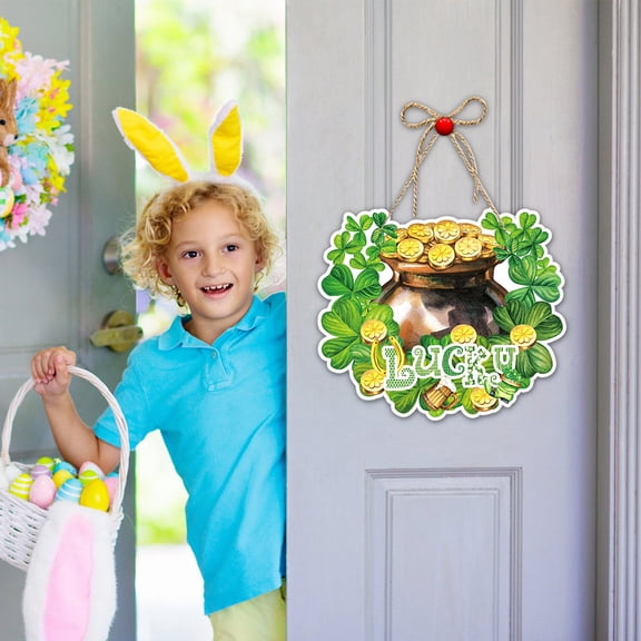 Zenithome St. Patrick's Day Door Hanging Decor - Clover & Irish Pattern Holiday Pendant for Home, Indoor & Outdoor Festive Decoration, Green Paper Craft for Good Luck & Blessings
