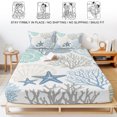 thumbnail image 5 of King Size Fitted Sheet Set - Coastal 3 Piece Bedding Sets 16" Deep Pocket Fitted Sheet with 2 Pillowcases, Summer Beach Nautical Coral Starfish Brushed Microfiber Hotel Luxury Bed Sheets, 5 of 9