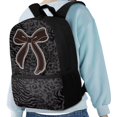 thumbnail image 4 of Yuyamidu Grey Leopard Bow 17-Inch Large Backpack for Student Daily Class Commute, Spacious Daypack with Multiple Pockets, 4 of 6