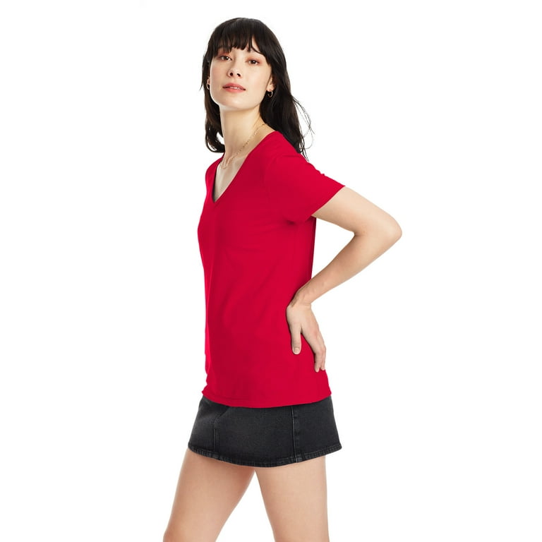 red v neck shirt walmart