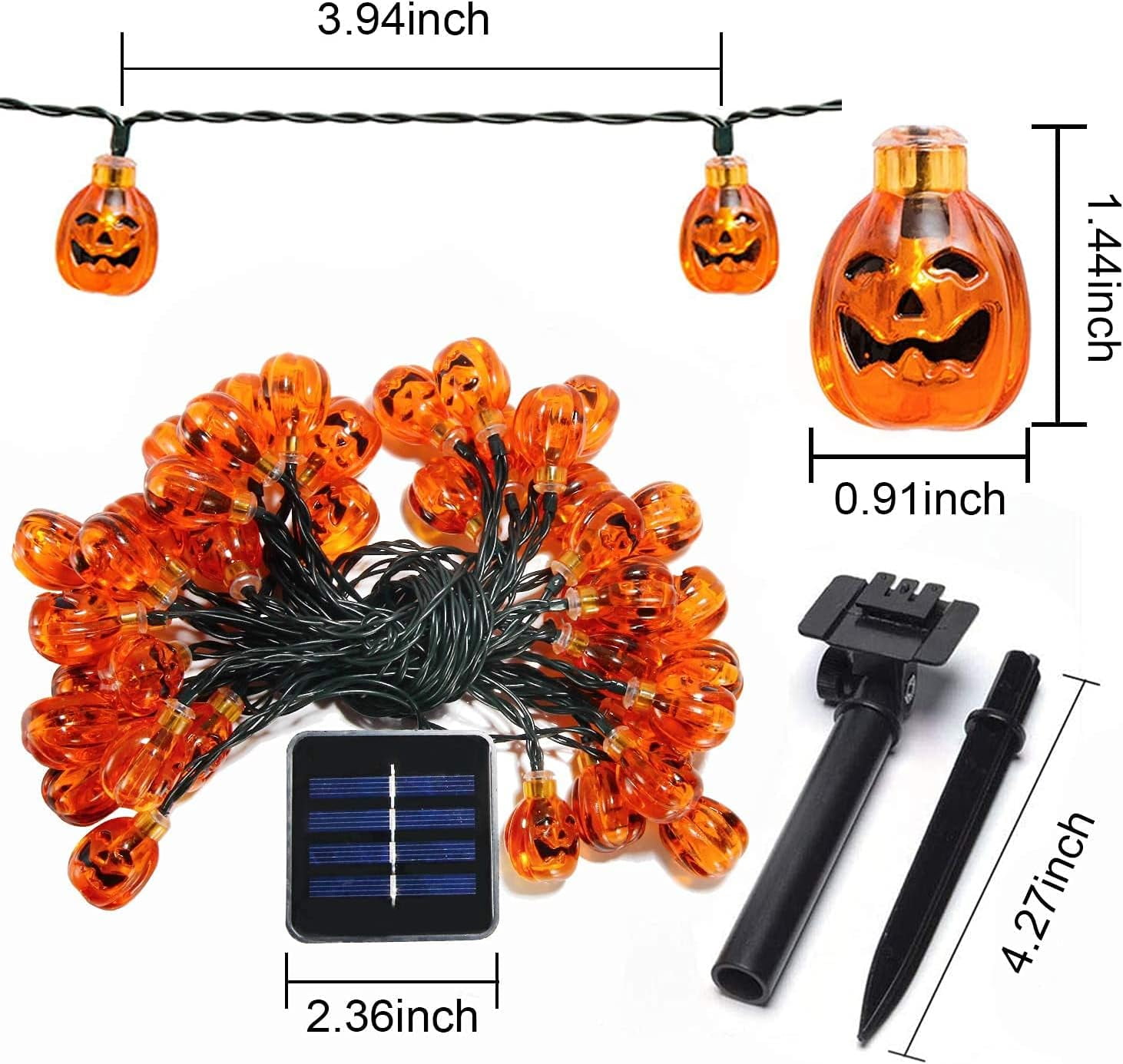 SHANJIA Solar Halloween Lights,5m 20LED Pumpkin String Lights Outdoor Decoration for Garden,Terrace, Courtyard, Halloween and Christmas Decoration (IP65 Waterproof)