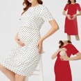 thumbnail image 7 of Zwiiyzr Pregnant Womens Maternity Dress Comfortable Short Sleeve Nursing Dress with Polka Dots Red, 7 of 7