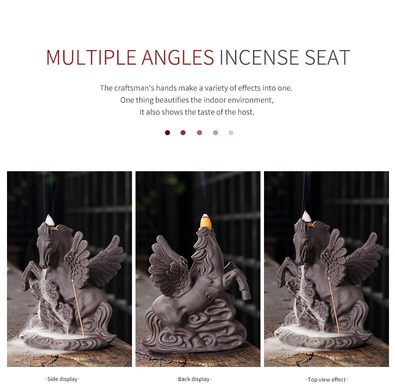 Creative Wing Horse Auspicious Clouds Backflow Incense Burner Waterfall Incense Stick Holder Burner Smoke Incense Path Decoration