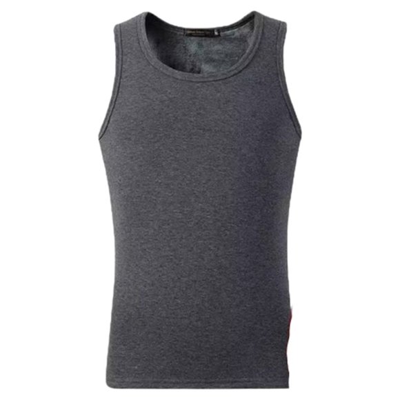 Men Thermal Underwear Vest Velvet Thickened Autumn Winter Home Office Basic Layer Warm Tops Undershirt Outwear for Male Black Vest