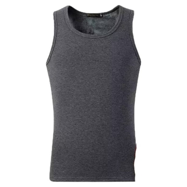Minnieouse Ropa interior térmica para hombre, chaleco grueso para otoño e invierno, para oficina, escuela, exterior, capa básica, Tops, ropa conjuntos de ropa Chaleco gris oscuro