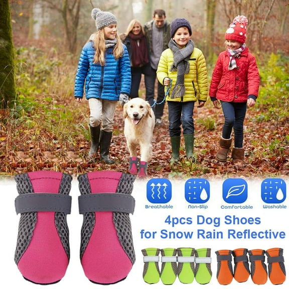 4pcs Dog Shoes For SnowRainReflective