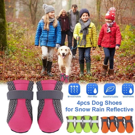 4pcs Dog Shoes For SnowRainReflective
