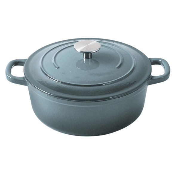 Cast Iron Covered 5.5 Quart Dutch Oven with Dual Handle, Slateblue