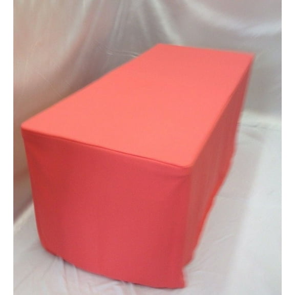 5' ft. Fitted Polyester Tablecloth Trade show DJ Table Cover Coral"