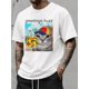 thumbnail image 1 of Men'S Casual Crew Neck T-Shirt with Greetings Huzz Print, Cotton Knit Fabric with Slight Stretch, Summer Short Sleeve Tee, Regular Fit, Unisex Streetwear Top with Applique Detail, 1 of 5