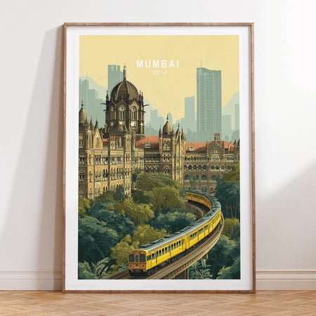 Mumbai India Minimalist Cityscape Housewarming Wall Art Unframed Paper Print