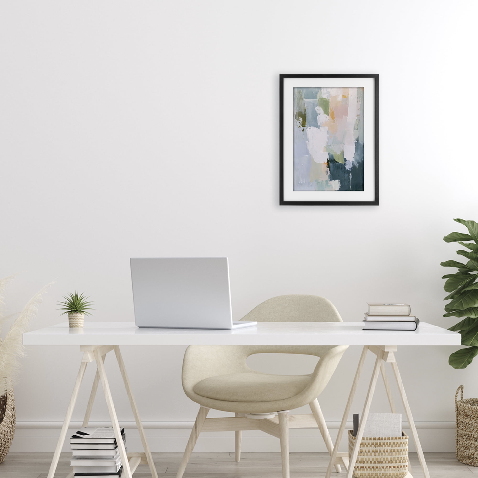 Stupell Industries Abstract Pastel Brushstroke Composition Black Framed Print Under Glass, design by Petal Prints Design