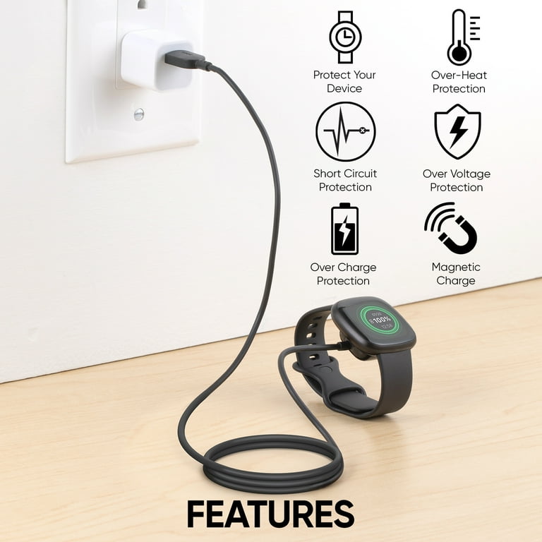 onn. Fitbit Versa 3 Versa 4 Sense Sense 2 Charging Cable Walmart