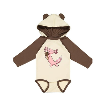 

Inktastic Cute Axolotl Eating Ice Cream Gift Baby Boy or Baby Girl Long Sleeve Bodysuit