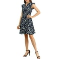 thumbnail image 5 of Allegra K Women's Cap Sleeve Ruffle V-Neck Floral Summer Casual Dress, 5 of 6
