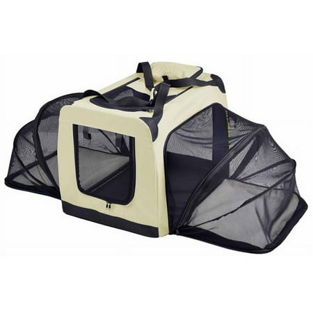 UPC: 0812131031132 | Pet Life ®  Hounda Accordion  Metal Framed Soft-Folding Collapsible Dual-Sided Expandable Pet Dog Crate