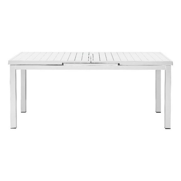 Pemberly Row 30x95" Modern Aluminum Extension Table in White Finish