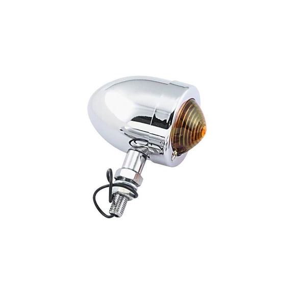 Bikers Choice Chrome Bullet Lite With Amber Lens 2 Inch Diameter Dual Filament Custom Stud Mount