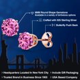thumbnail image 2 of Gem Stone King 18K Rose Gold Plated Silver Pink Created Sapphire Stud Earrings for Women | 2.00 Cttw | Gemstone September Birthstone | Round 6MM, 2 of 6
