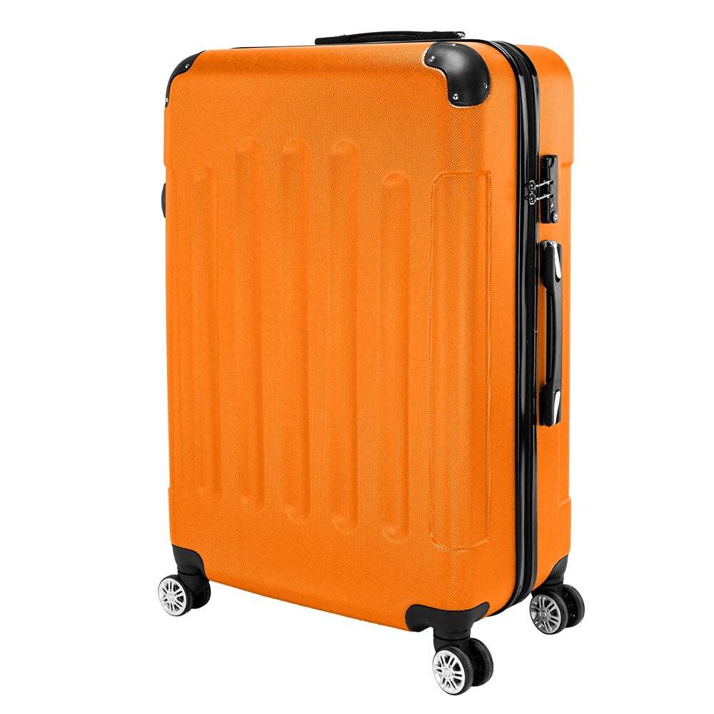 Kepooman 3 Piece Travel Luggage Sets, Lightweight ABS Luggage Suitcase, 360° Spinner Wheels Travel Set Bag3-in-1 Portable ABS Trolley Case 20"/24"/28" , Orange