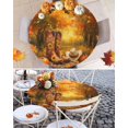 thumbnail image 6 of Round Fitted Tablecloths Thanksgiving Fall Sunflower Western Cowboy Waterproof Table Cover for Kitchen Dining Party Orange Oil Painting Art,45"-54", 6 of 6