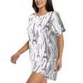 thumbnail image 2 of Fuzoiu Lavender Flowers Print Women's Short-Sleeved Pajama Set,Lounge Sleepwear Set,Womens Pajama Sets 2 Piece,Button-Up Top and Shorts with Pockets-Large, 2 of 7