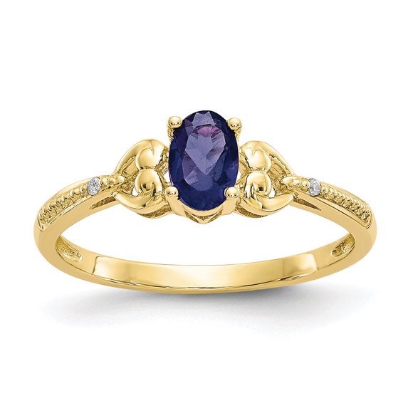 10K Yellow Gold Sapphire Diamond Ring