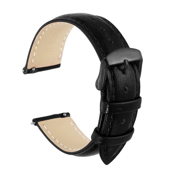 Uxcell Watch Band 20mm Width Vintage Top Grain Leather Quick Release Watch Strap Wristband Replacement Bands with Buckle Pin for Men Women Gifts, Black