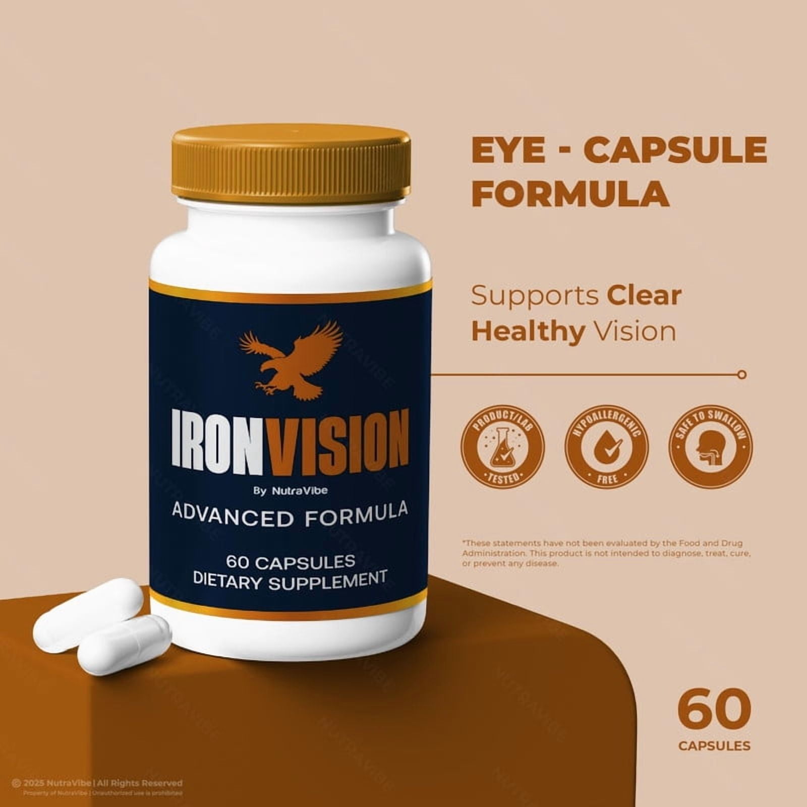 IronVision Capsules – Daily Eye Care Formula with Original Blend to Support Visual Wellness, Eye Comfort & Healthy Vision | Just 2 Gentle, Easy-to-Swallow Pills for Everyday Use (60 Capsules)