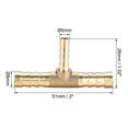 thumbnail image 2 of Conector de reducción de manguera de latón de 10mm x 6mm x 10mm, conector en T de 3 vías, barbado para aire, agua, combustible, gas, 2 piezas. 8mm x 5mm x 8mm, 2 of 3