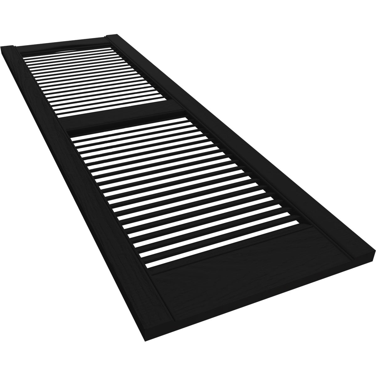 14.5 in. W x 64 in. H Builders Edge, Standard Cathedral Top Center Mullion, Open Louver Shutters, Includes Matching Installation Spikes, 002 - Black