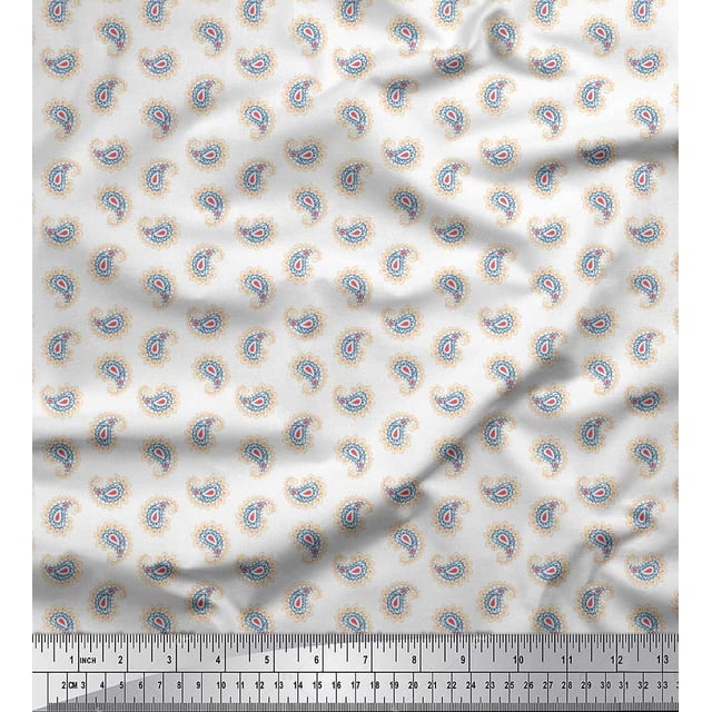 Soimoi Poly Georgette Fabric Artistic Paisley Decor Fabric Printed Yard 52 Inch Wide