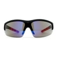 thumbnail image 2 of Mens Shield Color Mirror Classic Baseball Halfrim Sport Sunglasses Matte Black Red Blue Mirror, 2 of 4