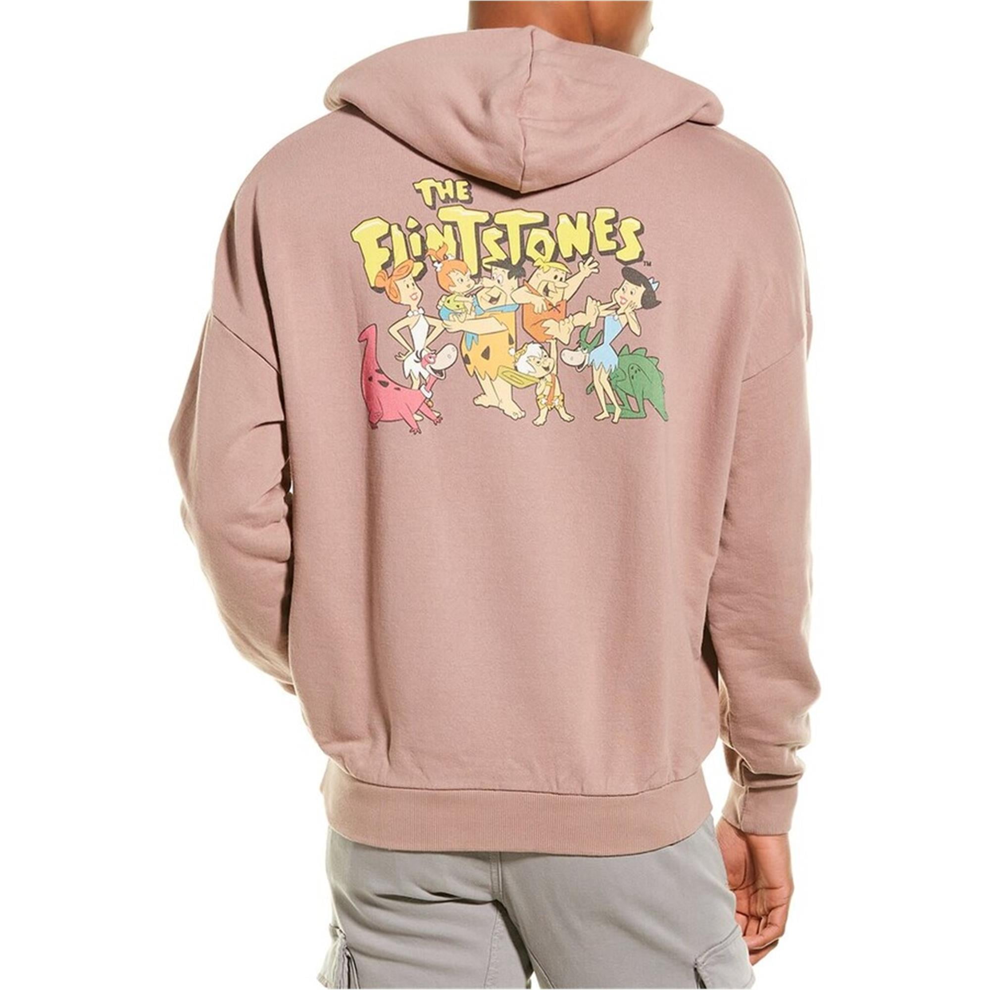 Elevenparis Mens Flintstones Hoodie Sweatshirt, Pink, Small