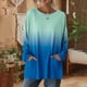 thumbnail image 5 of TaTaai 2026 Fall Womens Gradient Long Sleeve Tee Round Neck Loose Blouse With Pockets Casual Solid Color Fashion Top Soft Stretchy Polyester Daily Gift, 5 of 7
