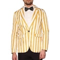 thumbnail image 1 of INSPIRAR CHIC Traje de Hombre a Rayas de Una Sola Botonadura Ajustado Casual Blazer Vertical Rayas XL Amarillo Blanco, 1 of 5