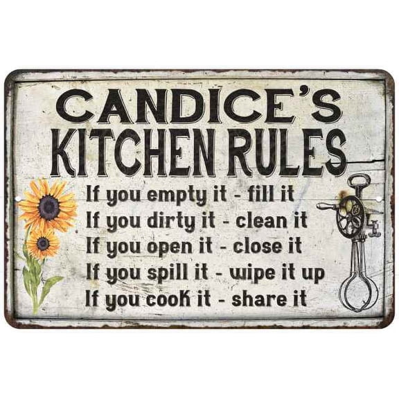 Candice's Kitchen Rules Chic Sign Vintage Decor 8 x 12 High Gloss Metal 208120032365