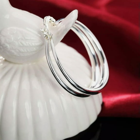 New Fashion Silver Popular Engraved 925 Hoop Earrings Jewelry Women Gift Sale