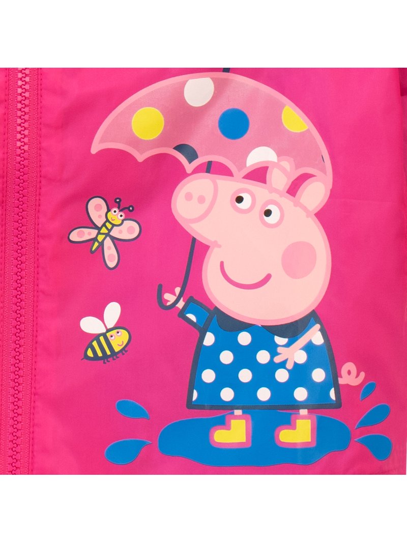 Peppa Pig Toddler Girls Raincoat with Hood, Zip, Elasticated Cuffs