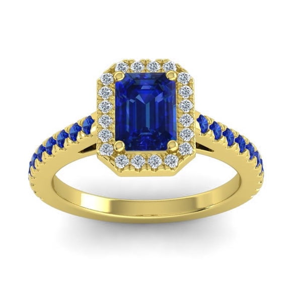 2.95 Carat Latest Natural Diamond Blue Sapphire Gemstone Wedding Ring for her Solid 14K Yellow Gold Size 7 by Diamond-Capitals