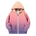 thumbnail image 3 of Xdegoge Lightweight Jacket for Girls Boys Fashion Gradient Coat Full Zip Hooded Jackets Causal Loose Sport Coats Fall Winter Warm Stylish Outerwear with Pockets Size 4-12, 3 of 6