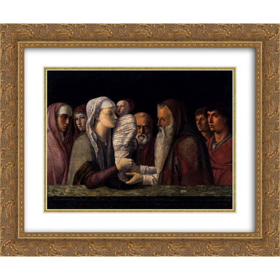 Giovanni Bellini 2x Matted 24x20 Gold Ornate Framed Art Print 'Presentation at the Temple'