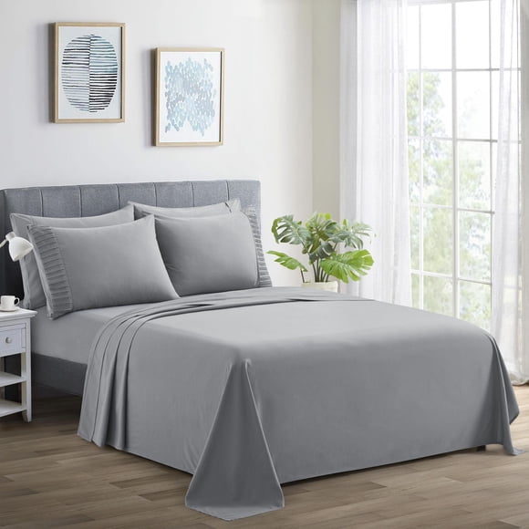 Marina Decoration Ultra Soft Silky Deep Pocket Solid Rayon from Bamboo Bedding All Season Sheet Set, Grey Color