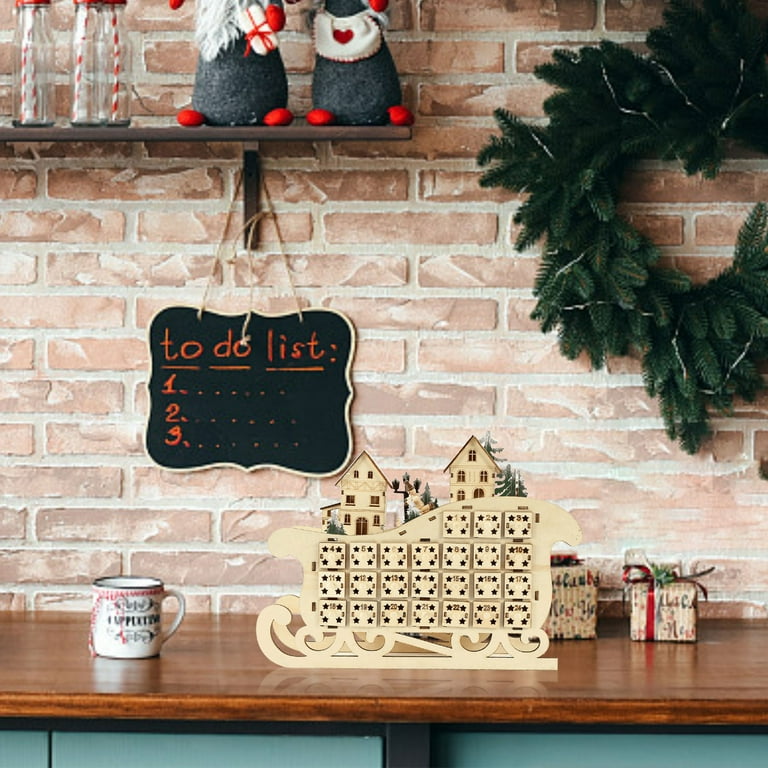 COFEST Santa Sleigh Shape Christmas Wooden Advent Calendar With Led Light  Village House 24 Day Countdown Decoration With Large Drawer Box 24 Days  Countdown White - Walmart.com
