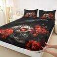 thumbnail image 3 of Castle Fairy Boys Girls Animal Black Crow 4 Pieces Queen Sheet Sets,Gothic Skull Ultra Soft Flat Sheet,Chic Floral Rose Queen Fitted Sheet,Microfiber Bedroom Decor, 3 of 7