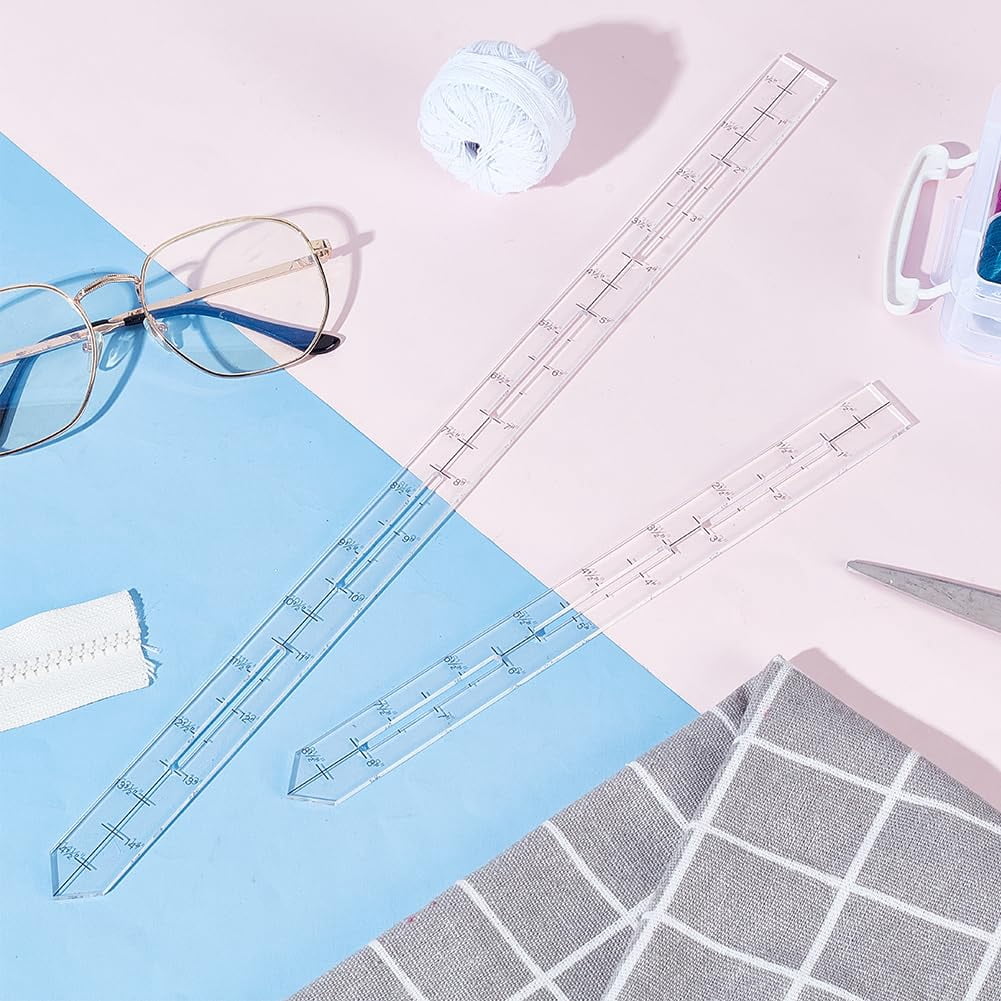 2 Sizes Quilting Ruler 9" and 15" Transparent Acrylic Non Slip Quiltings Clear Slotted Quilting Rulers Seam Guide Measuring Tool DIY