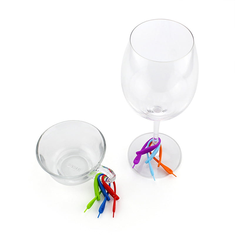 6pcs Silicone Wine Glass Cup Marker Labels Recognizer Party Drinker Marker NYJTM
